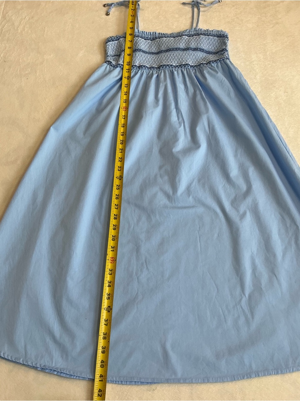 Charlotte by Cato Blue Smocked Cotton Midi Dress XL Cottagecore Sun Dress - Picture 6 of 11